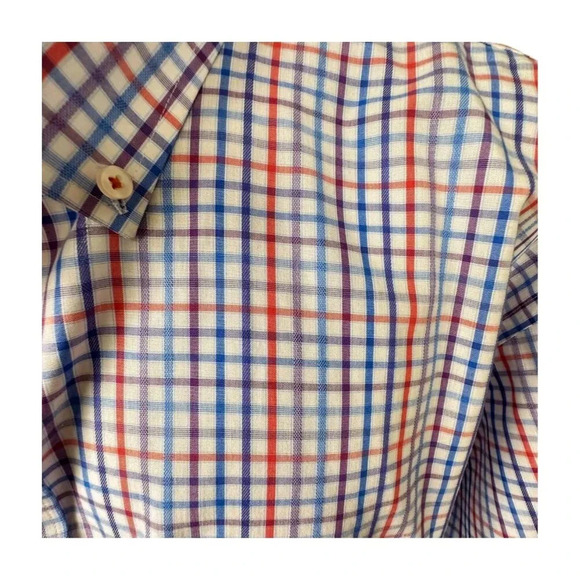Daniel Hechter Business Casual Check Men Shirt Sz 3XLT LS White Red Blue… - Picture 8 of 8